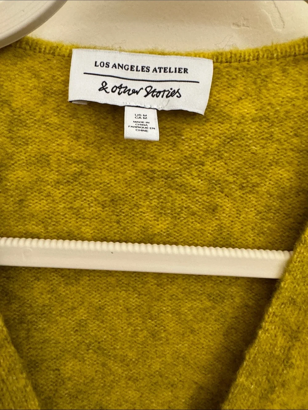 & Other Stories moss green/chartreuse Wrap Knit Cardigan, Medium